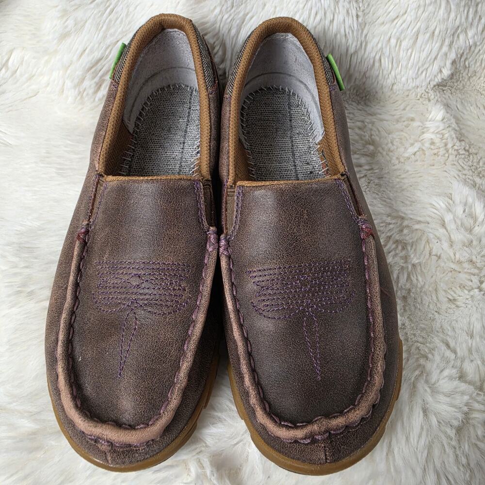 Womens Twisted X Slip-On Driving Moc Sz 6.5 Brown Floral Leather Western